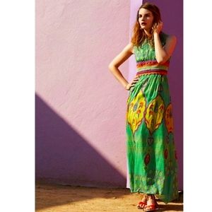 Hemant & Nandita Boho Silk Crochet Maxi Dress - Anthropologie